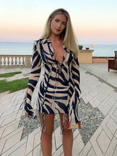 Zebra Long Sleeve Mini Dress InsStreet